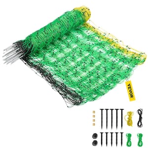 Electric Fence Netting 35.4 in. H x 164 ft. L PE Net Fencing with 14 Posts Utility Portable Mesh for Farms, Green