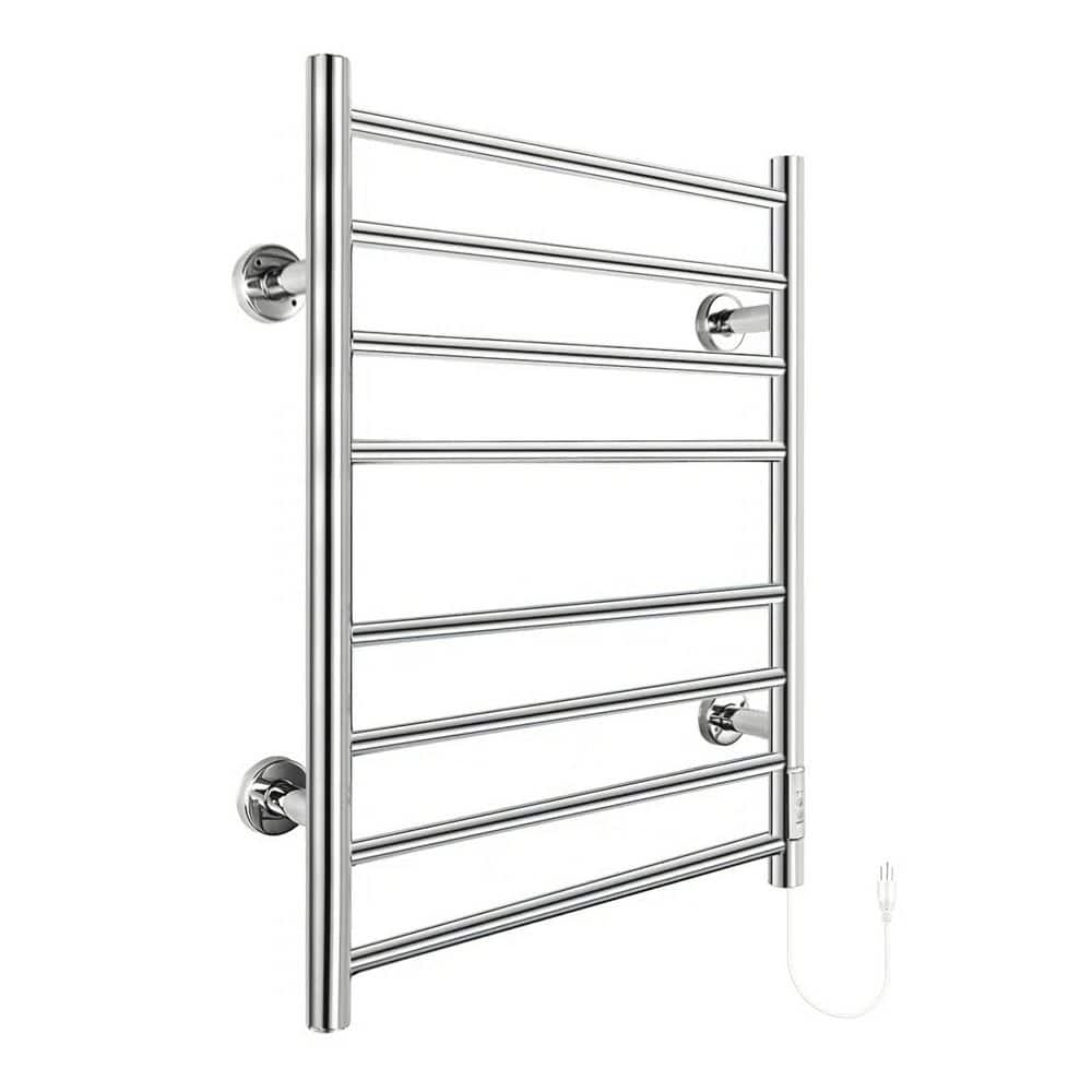8-bar Heated Towel Warmer Drying Racks Wall Mounted with Timer Stainless St