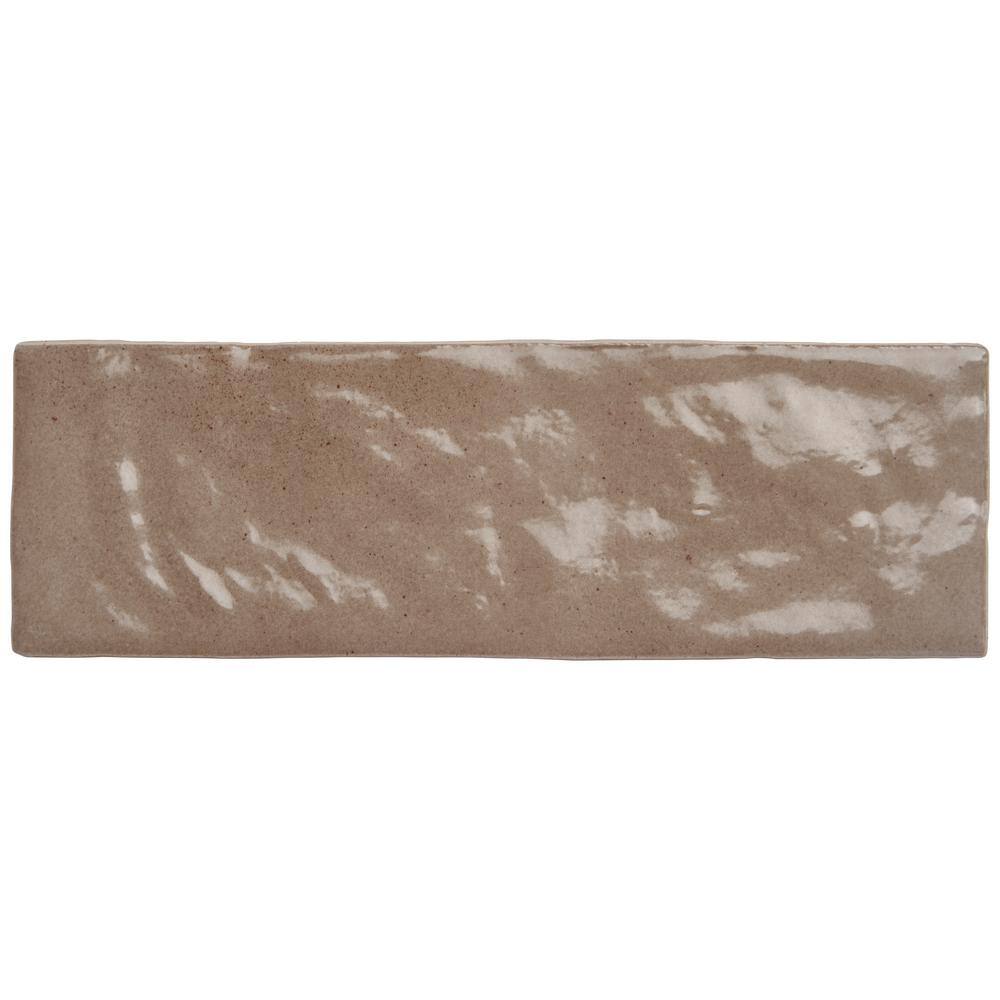 Karma 3" x 8" Brown Glazed Ceramic Subway Wall Tile