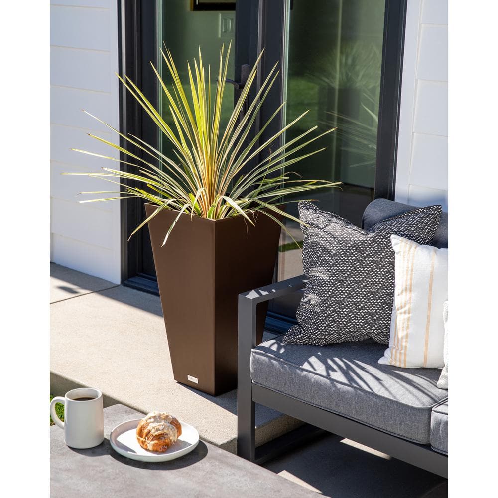 Espresso Sleek Square Tapered Modern Planter 26" High
