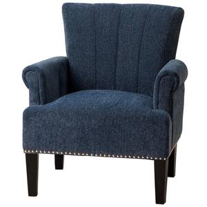 navy blue and white armchair