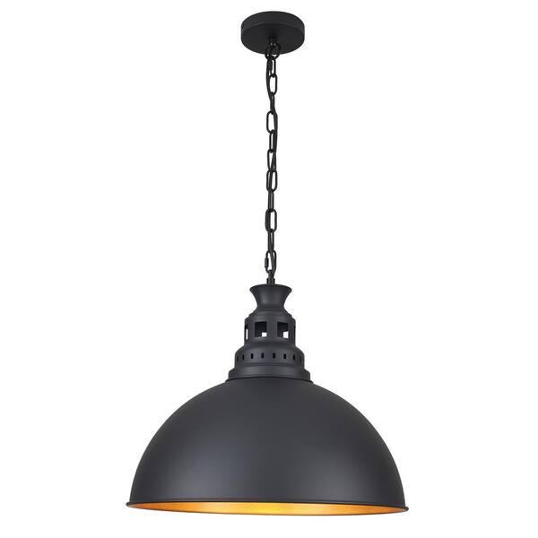 LWYTJO 1-Light Black Industrial Pendant Light with Metal
