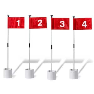 Golf Putting Green Practice Training Hole Cups with Numbered Flag Pole Sticks (Set of 4)