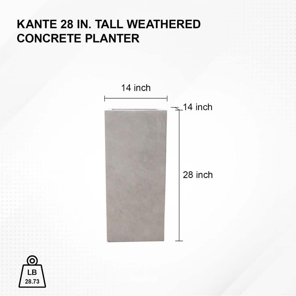 Kante 33" Tall Gray Lightweight Concrete Planter