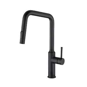 Single Handle Pull-Down Sprayer Kitchen Faucet in Matte Black