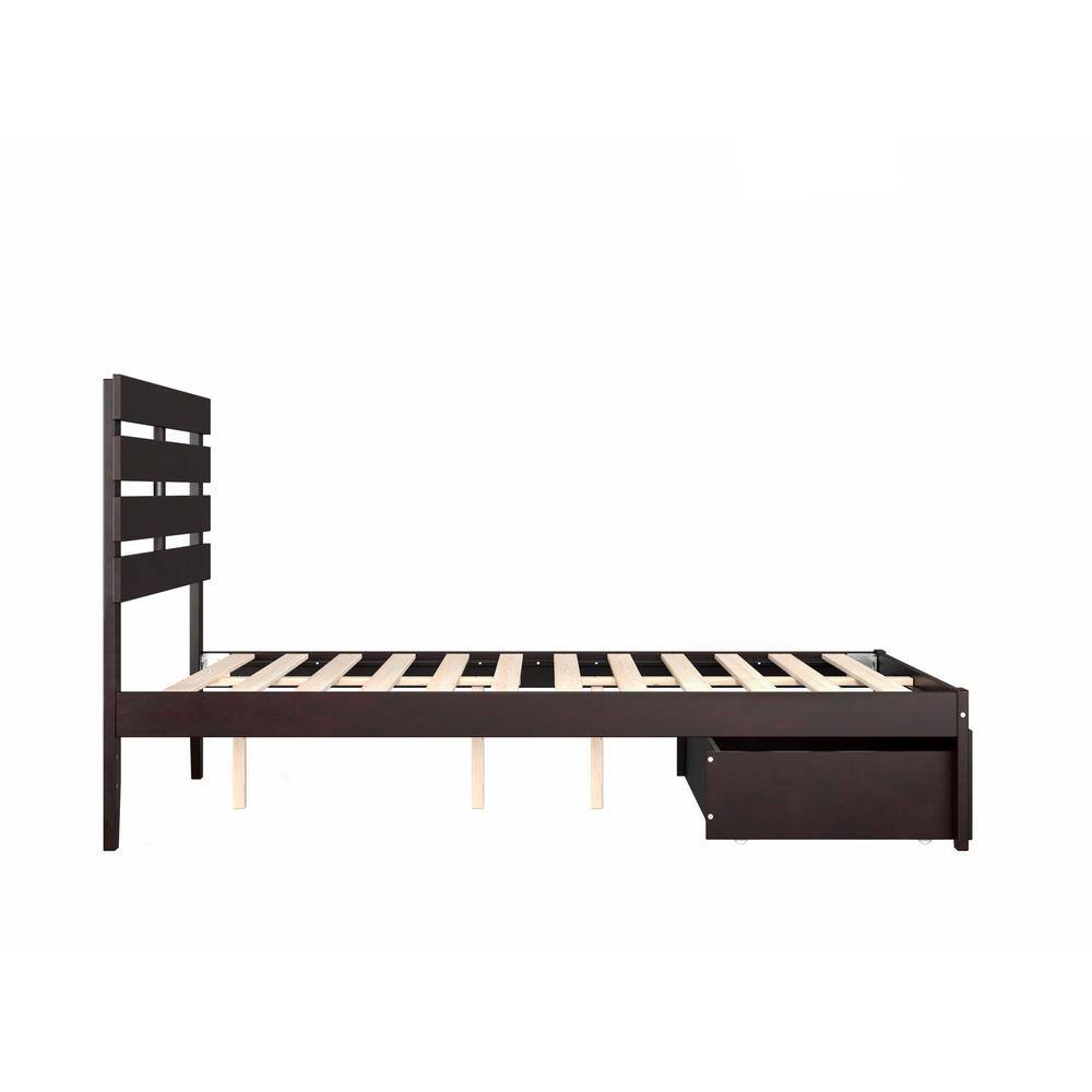 Espresso Full Bed with Foot Drawer and Slat Kit