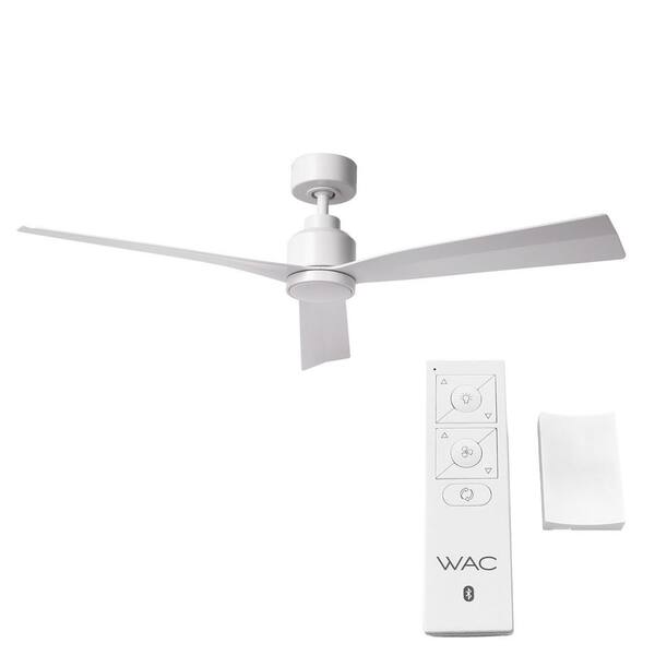 Wac Lighting Clean 52 In Indoor Outdoor Matte White 3 Blade Smart Compatible Ceiling Fan With Remote Control F 003 Mw The Home Depot - 3 Blade White Ceiling Fan With Light And Remote