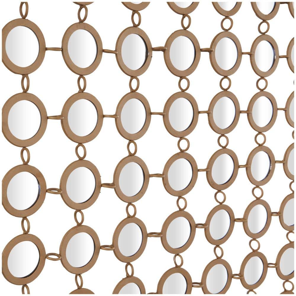 Square Gold and Silver Metal Wall Mirror Panel