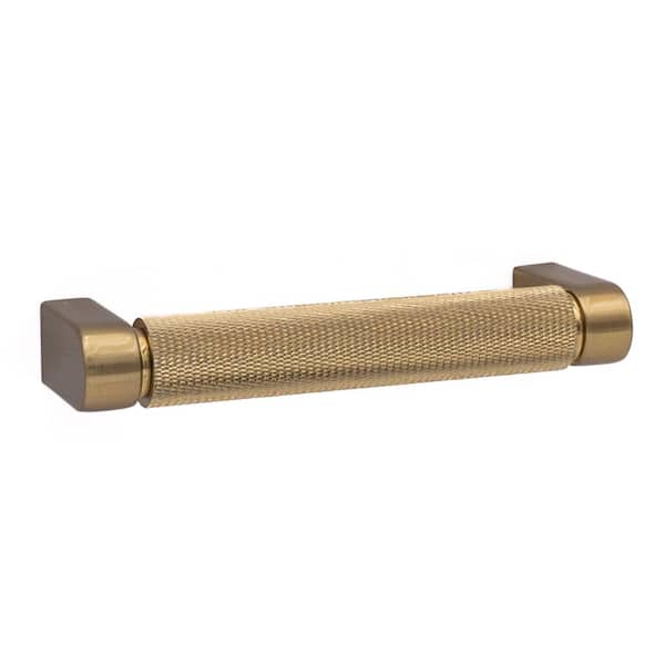 5-Pack Kent Knurled 3-3/4 in. (96 mm) Center-to-Center Industrial Satin Brass Bar Drawer Pull