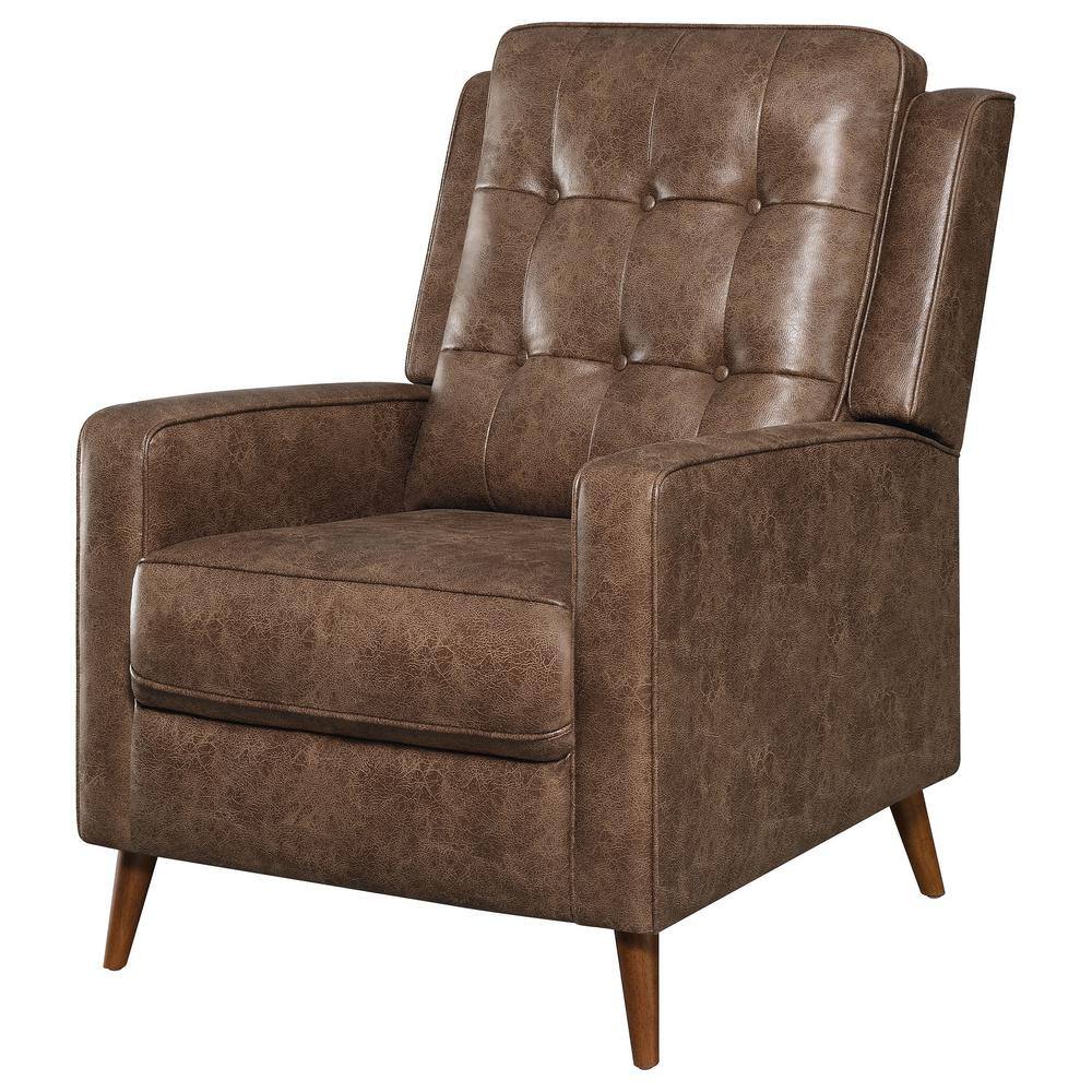 Davidson Brown Microfiber Transitional Recliner with Wood Legs