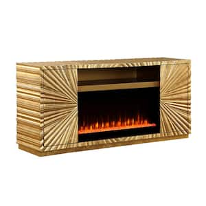 Lacy Gold TV Stand 65.5 in. L Freestanding Infrared Electric Fireplace in Metallic