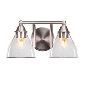 Madison 8 in. 2-Light Bath Bar, Brushed Nickel, Clear Bubble Glass Vanity Light
