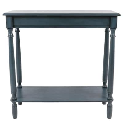 Simplify 29 in. Antique Navy Blue Rectangle Wood Console Table with Shelves