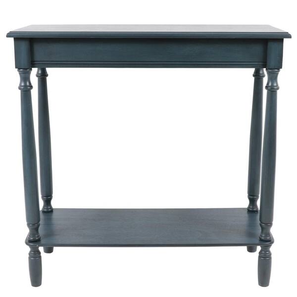 Decor Therapy Simplify Rectangular Wood Console Table with Shelf, Antique Navy Finish