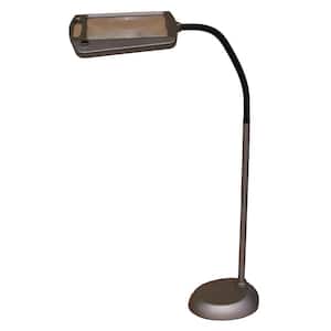 61 in. Bronze 1-Light Magnifier Swing Arm Floor Lamp with 8 in. 10 in. 3X Magnification Shade
