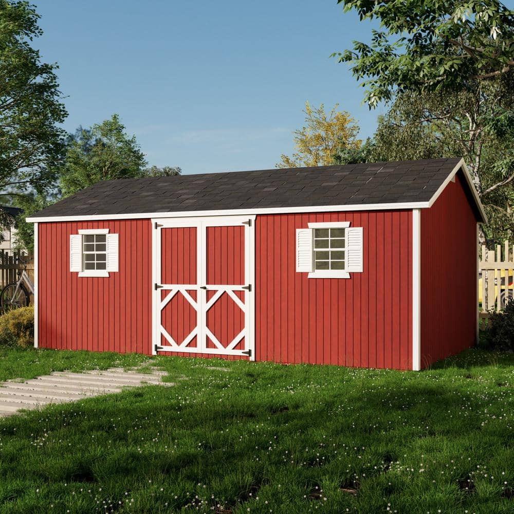 Classic Blue and White 12' x 20' Wood Workshop Shed Kit