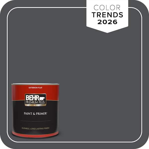 BEHR PREMIUM PLUS 1 qt. #PPU18-01 Cracked Pepper Flat Exterior Paint & Primer