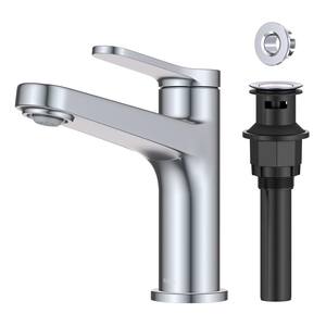 Indy Single Handle Bathroom Faucet in Chrome with Pop Up Drain and Supply Lines