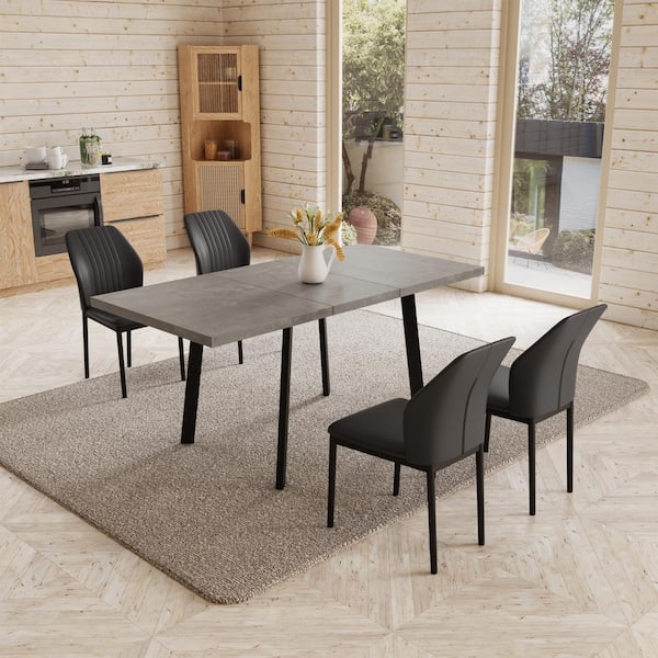 MASSE DINING CHAIR 4脚セット GOJANE 5-Piece Set of 4 Black Chairs and Rangtangle Dining Table