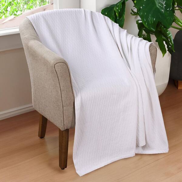 SUPERIOR Diamond Weave White Modern Classic Geometric All-Season Cotton ...