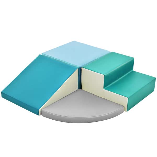 Unbranded Soft Climb and Crawl Foam Playset, Safe Soft Foam Nugget Block for Infants, Preschools, Toddlers, Kids Play in Cyan