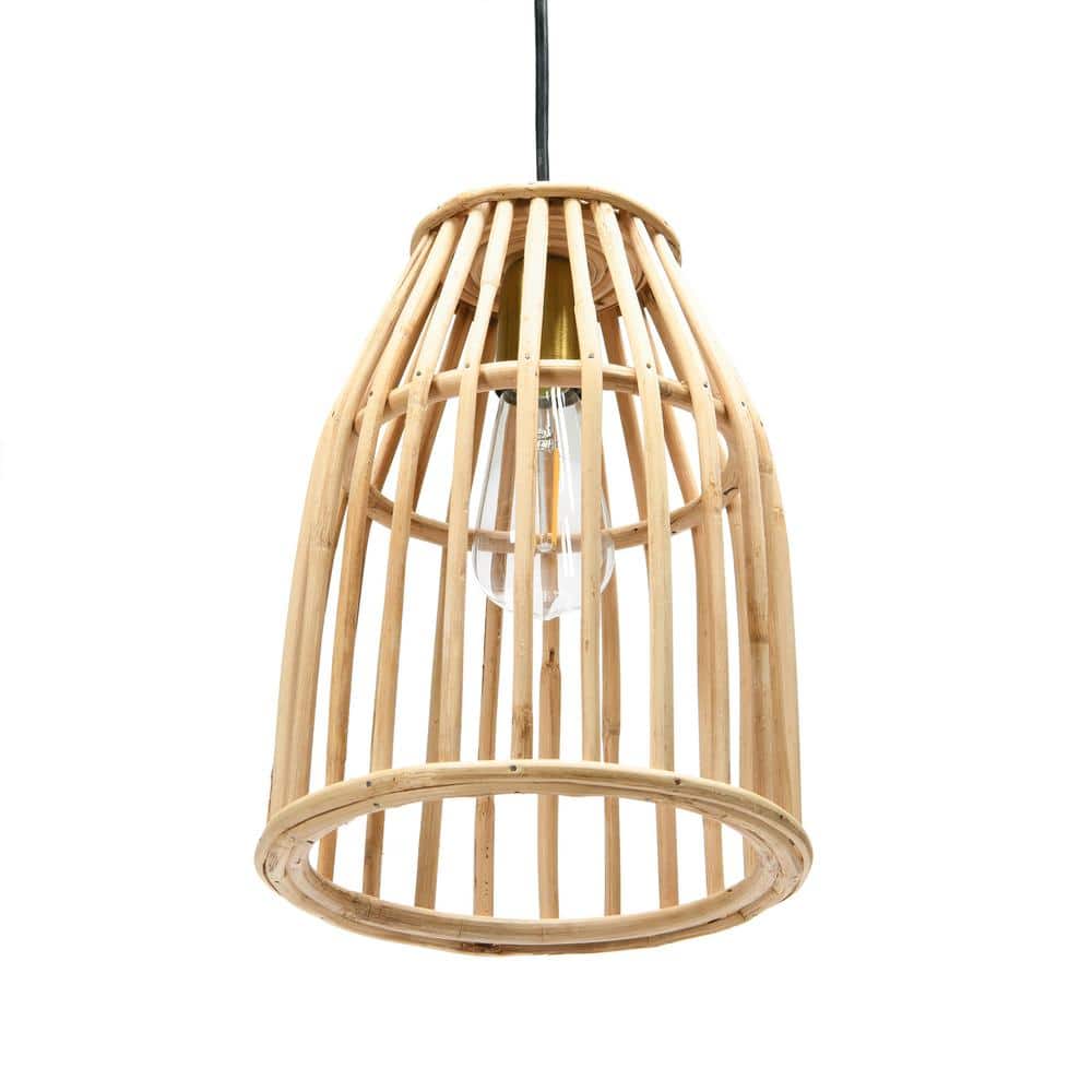 12 in. 1-Light Brown Pendant Lamp with Woven Bamboo Shade price history on PriceWatchPro