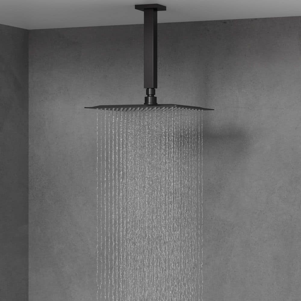 Matte Black Dual Shower System with LCD Display and Handheld