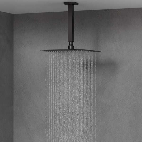 3-spray Dual Shower Head and Handheld Shower Head with LCD Temperature Display in Matte Black(Valve Included)