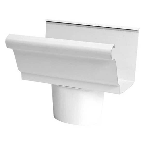 Gibraltar Building Products 4 in. x 0.4 ft. White Steel K-Style Gutter End Piece with Drop