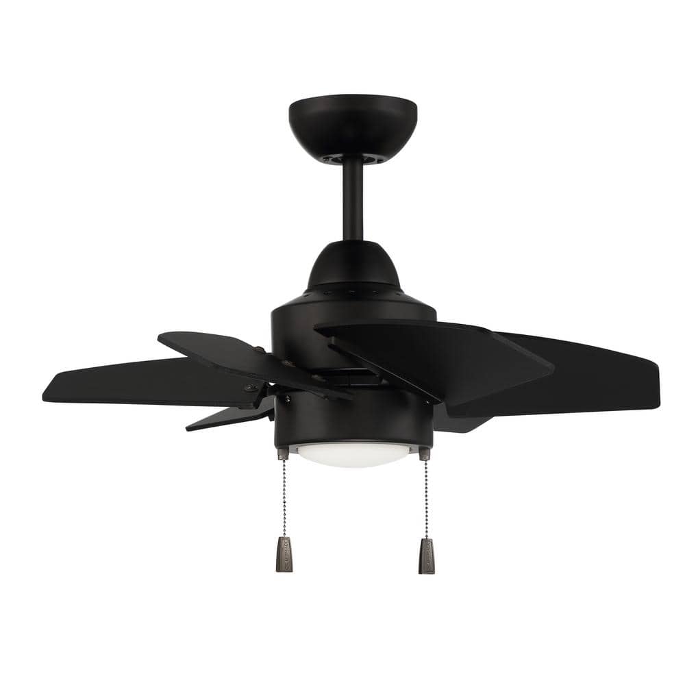 Flat Black 24'' Ceiling Fan with LED Light and 6 Plywood Blades