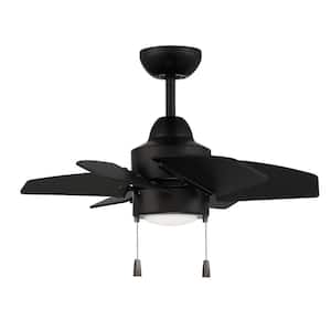 Propel II 24 in. Integrated LED Indoor/Outdoor Dual Mount 3-Speed Flat Black Finish Ceiling Fan with Light Kit