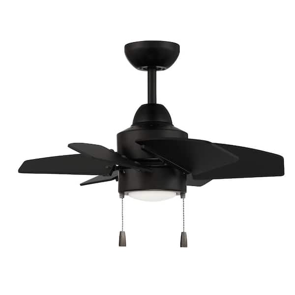 CRAFTMADE Propel II 24 in. Integrated LED Indoor/Outdoor Dual Mount 3-Speed Flat Black Finish Ceiling Fan with Light Kit