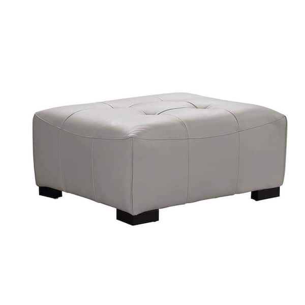 DEVON & CLAIRE Reagan Leather Ottoman, Gray