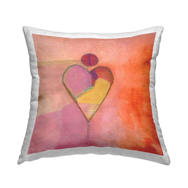 Vivid Orange Heart Circle Orange Square Outdoor Throw Pillow
