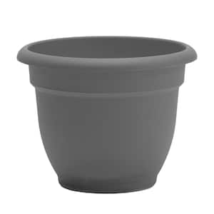 Ariana 11 in. Charcoal Grey Plastic Self-Watering Planter
