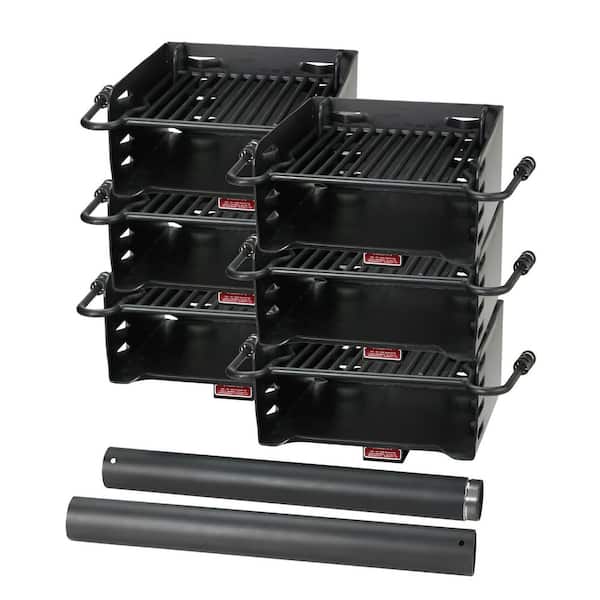 2 Pack 24" Steel Ground Fire Pit Rings & Metal Cooking Grates, Black