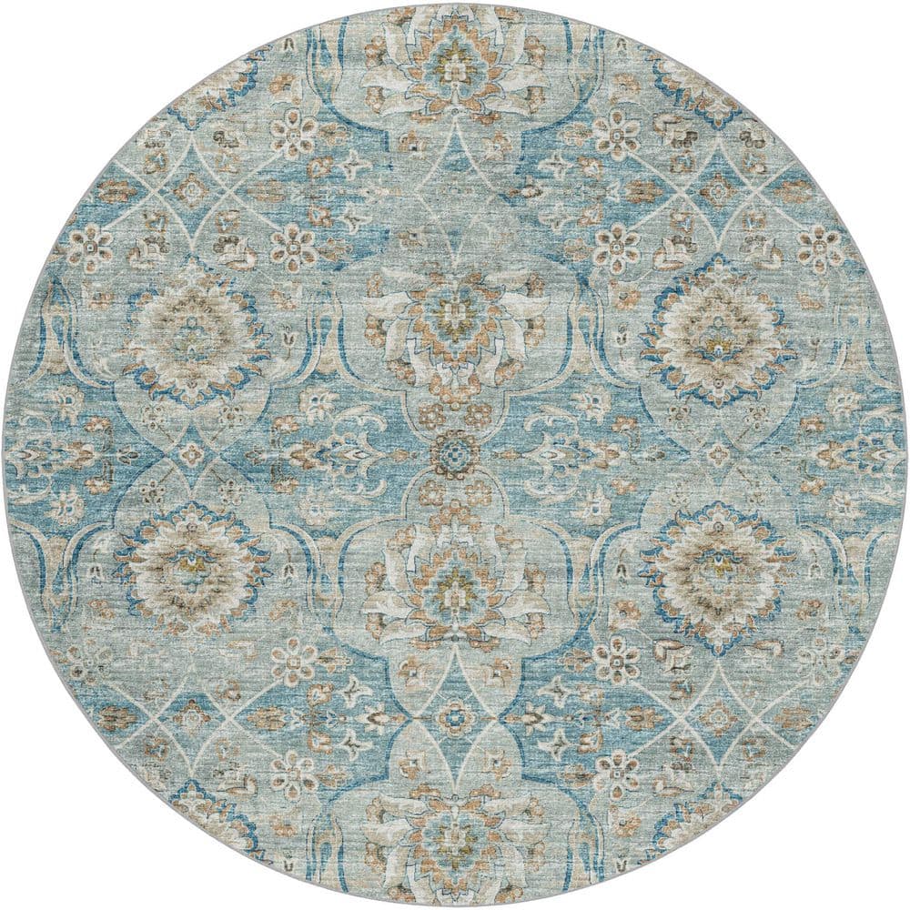 Dream Shag Premium Machine Washable Abstract ADS95 Peacock 8 ft. x 8 ft. Round Rug price history on PriceWatchPro