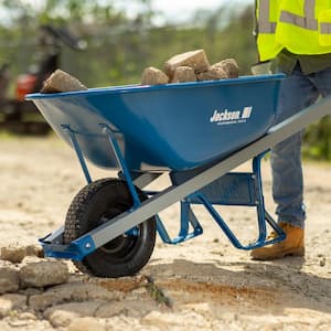 6 cu. ft. Heavy Gauge Seamless Steel Wheelbarrow with Steel Handles