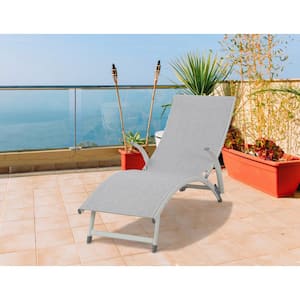 Loft White Metal Outdoor Poolside Stackable/Foldable Chaise Lounge