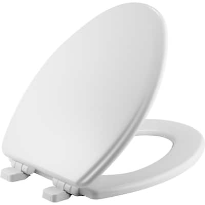 Jamestown Adjustable Slow Close Never Loosens Elongated Closed Front Toilet Seat in White