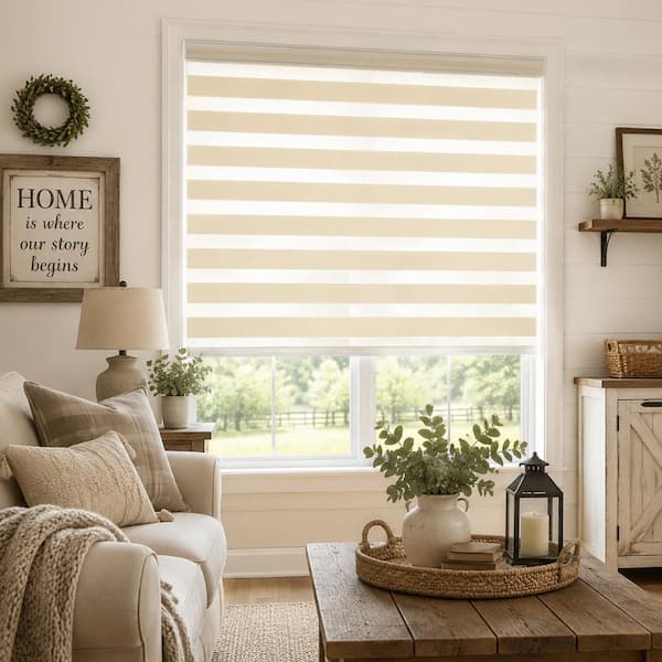 新品未使用 POCKET SHADE M ND ver RETRO STRIPE Cream Free-Stop Polyester Light-Filter Zebra Shades Roller Shades