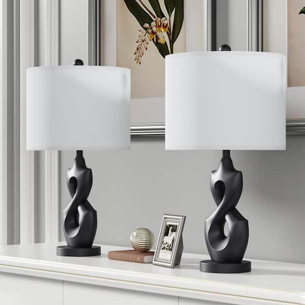 White shops Ceramic Lamp with damask shade