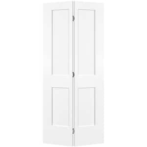 36 in. x 80 in. 2-Panel Logan Hollow Core Ultra Pure White Molded Composite Bi-Fold Door