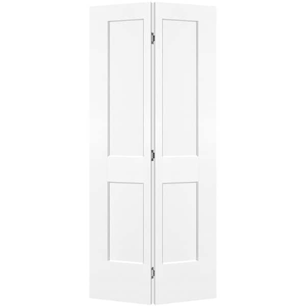 Masonite 36 in. x 80 in. 2-Panel Logan Hollow Core Ultra Pure White Molded Composite Bi-Fold Door