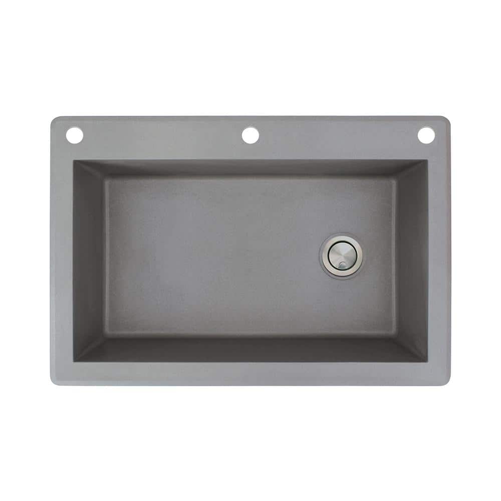 Gray Granite 33'' Single Bowl Drop-In Kitchen Sink