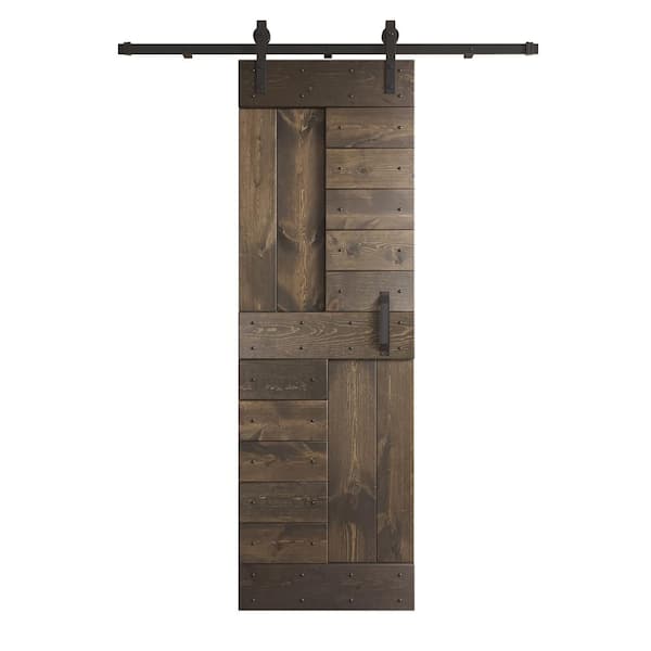 COAST SEQUOIA INC S Series 24 in. x 84 in. Smoky Gray DIY Knotty Wood Sliding Barn Door with Hardware Kit