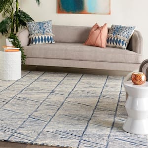 Vail White Blue 8 ft. x 10 ft. Contemporary Area Rug
