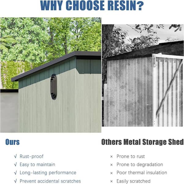 JPJPUU 6 X 11 FT. Outdoor Resin Storage Shed with Lockable Door
