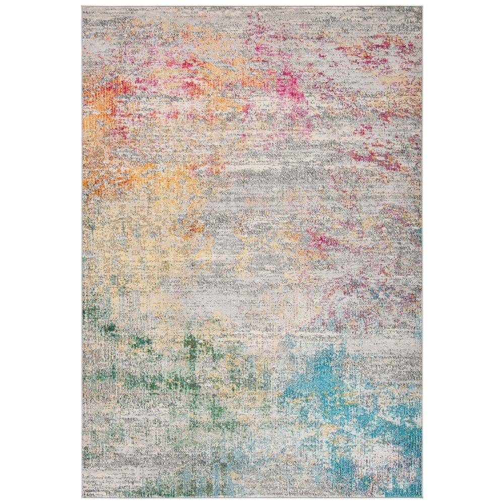 Elegant Grey & Gold Synthetic 10' x 14' Flat Woven Area Rug