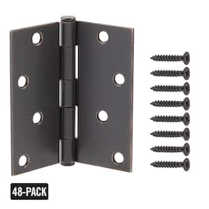 4 in. Square Corner Oil-Rubbed Bronze Door Hinge Value Pack (48-Pack)